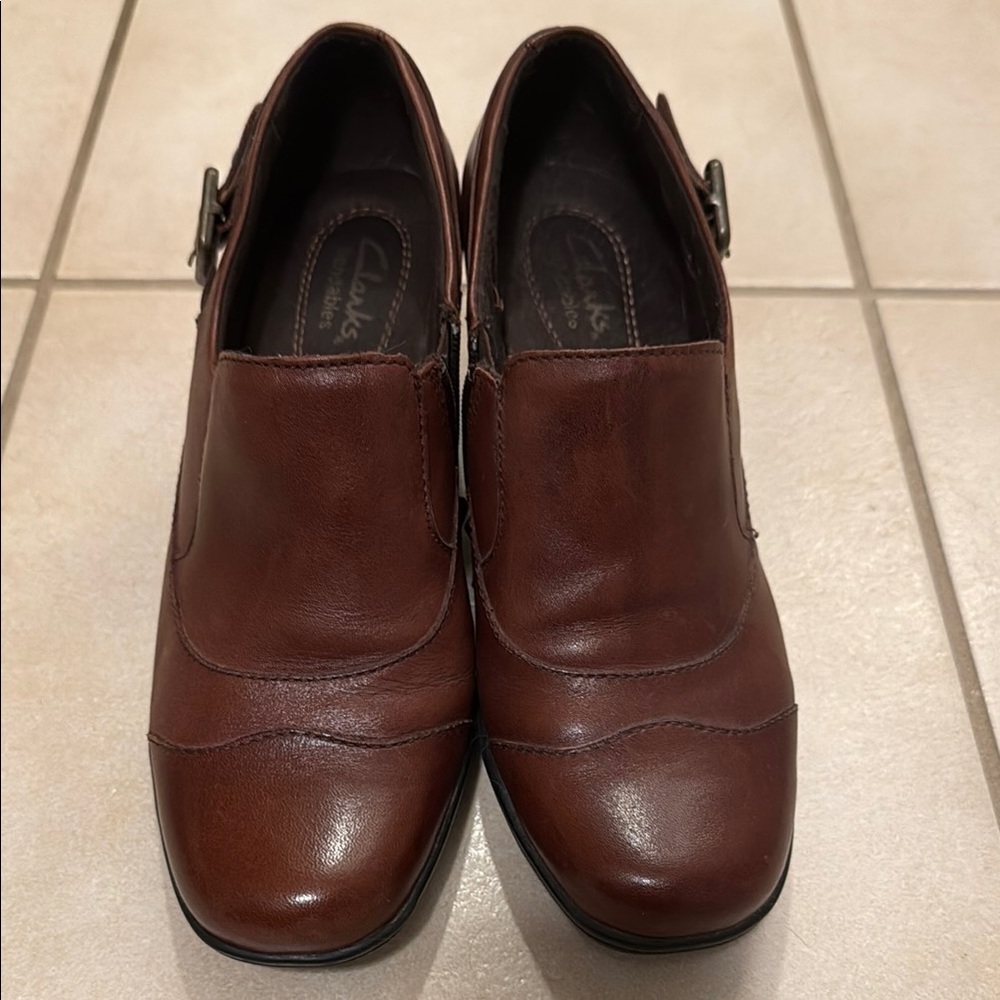 Clarks Brown Leather Loafers, Women’s, Slip-Ons Casual